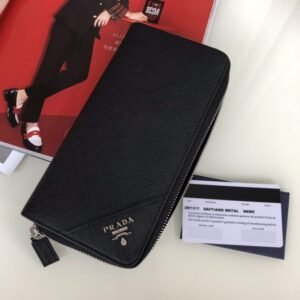 Elementor 页面 #30787 Replica Prada Saffiano Long Wallet Black Silver
