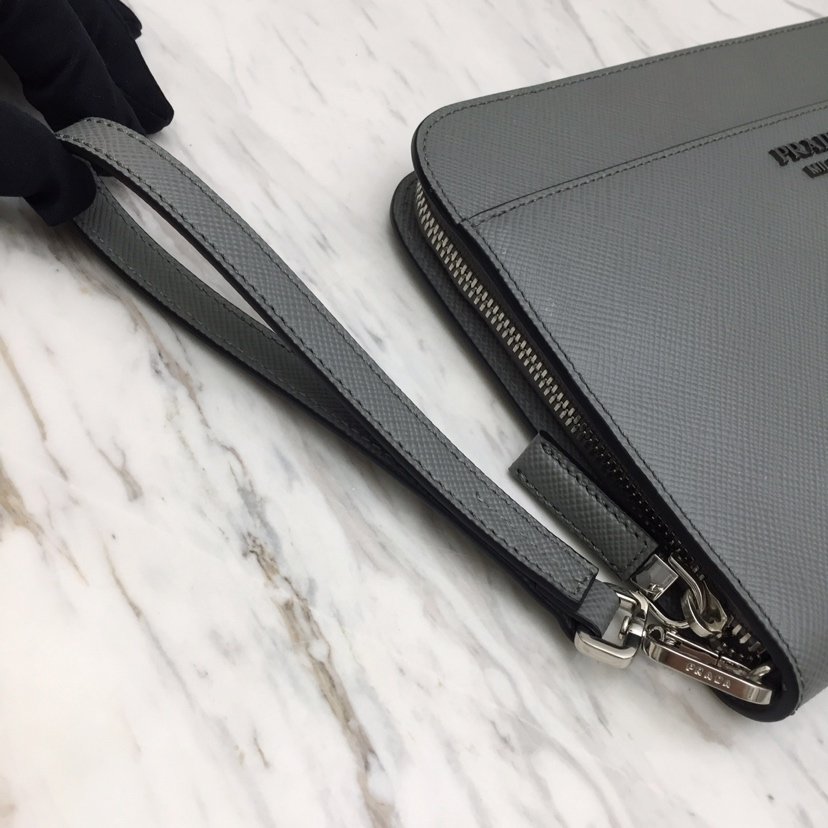 1547101895_860877376_6 Replica Prada Saffiano New Pouch Grey - 图片 7
