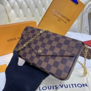 Elementor #30774 Replica Louis Vuitton Félicie Pochette Brown Grid