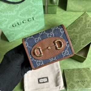 Replica Gucci  Horsebit 1955 Wallet Denim Blue