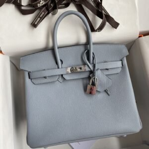 Replica Hermes Birkin Epsom  Linen Blue Silver