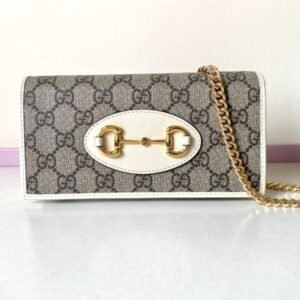 Replica Gucci Horsbet  Chain Clutch White