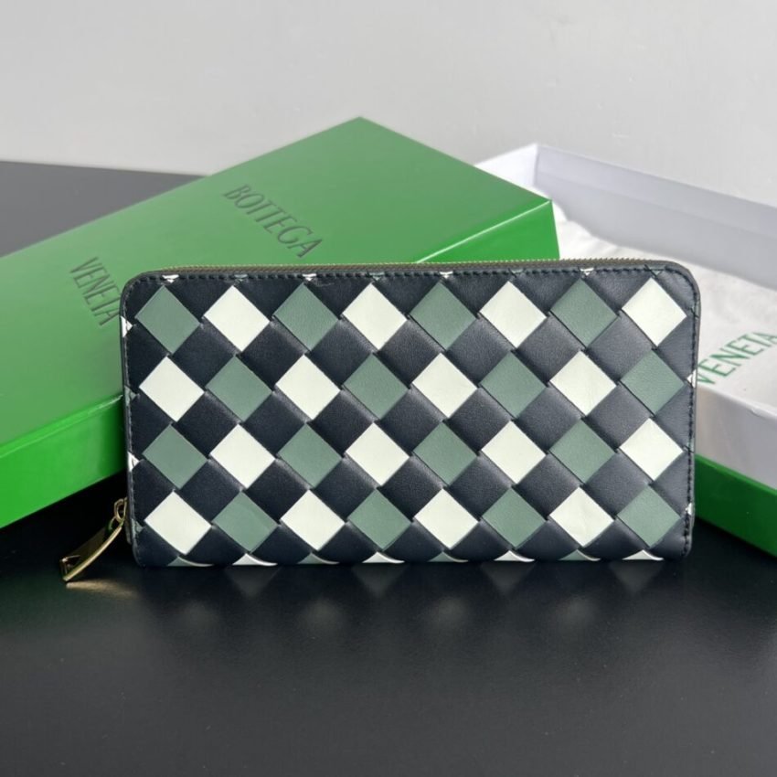 20240802_i1722581418_8382_0 Replica Bottega Veneta Zip Long Wallet Green Grid