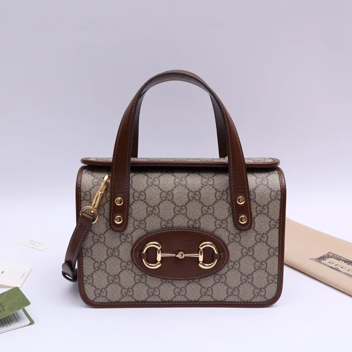 3753ccdb44f1c32d Replica GUCCI HORSEBIT 1955 MINI CANVAS TOTE IN NEUTRALS