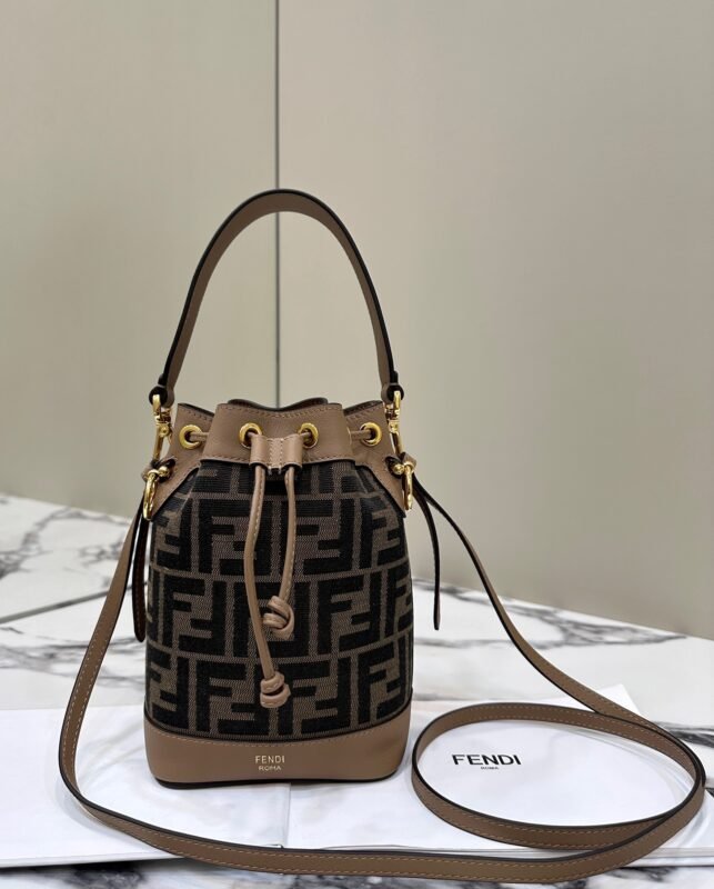 a1-2 Replica Fendi Tresor Mini Bucket Brown