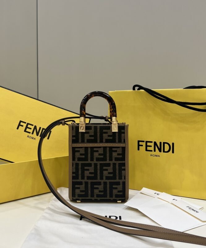 a1-28 Replica Fendi Mini Tote Brown Canvas