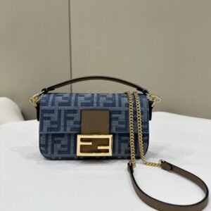 Replica Fendi Baguette Small Dark Bue Denim