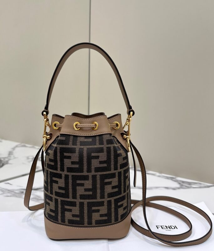 a3-2 Replica Fendi Tresor Mini Bucket Brown - 图片 3