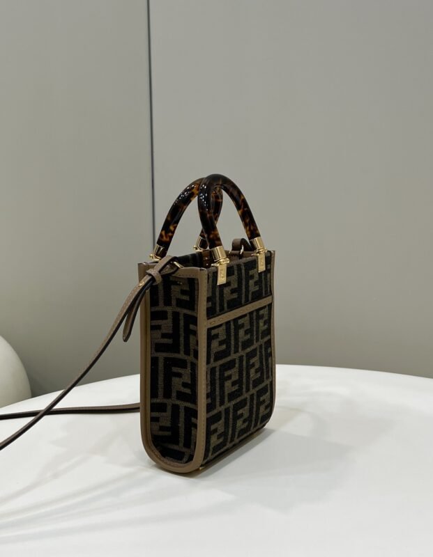 a3-27 Replica Fendi Mini Tote Brown Canvas - 图片 3