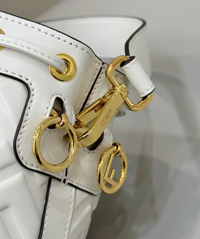 a4-1-1 Replica Fendi Tresor Mini Bucket White - 图片 3