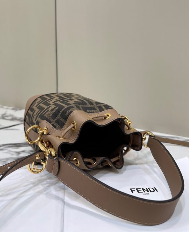 a4-2 Replica Fendi Tresor Mini Bucket Brown - 图片 4