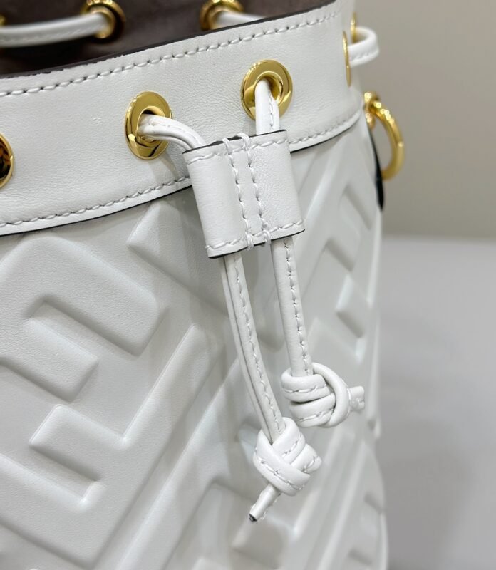 a5-1-1 Replica Fendi Tresor Mini Bucket White - 图片 4