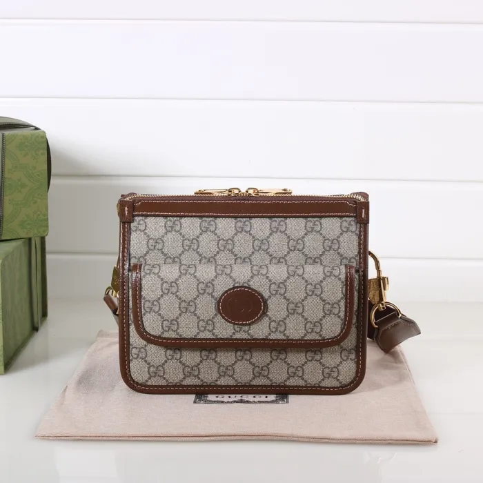 af855b6eb2cef58c Replica GUCCI MESSENGER BAG WITH INTERLOCKING