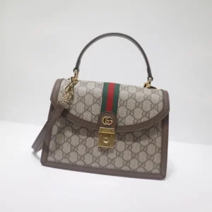 Replica GUCCI OPHIDIA SMALL TOP HANDLE BAG WITH WEB-Ebony