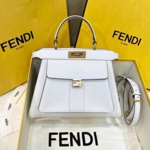 Replica Fendi Peekaboo With Patch Pocket White