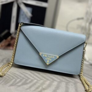 Replica Prada  Saffiano Blue Small Envelope