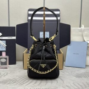 Replica Prada Black Re-Nylon Bucket Bag