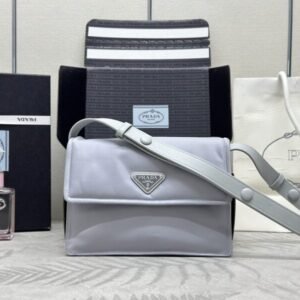 Replica Prada  Re-Nylon Shoulder Bag Ice Grey