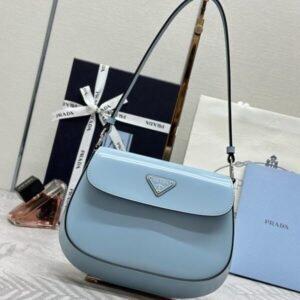 Replica Prada  Cleo Medium Blue Bag With Flap