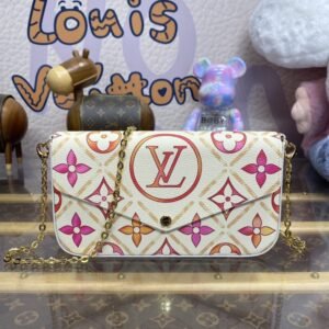 Elementor #30774 Replica Louis Vuitton Félicie Pochette White Orange Flowers