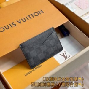 Replica Louis Vuitton Card Holder Black Grid