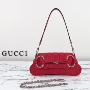 Replica Gucci Horsebit Chain Shoulder Bag Red