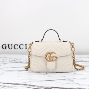 Elementor #30111 Replica Gucci GG Marmont Top Handle White
