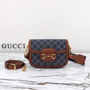 Replica Gucci Horsebit 1955  Double G Mini Denim