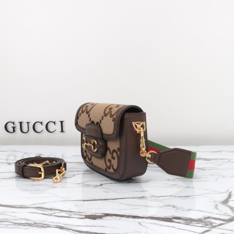 img_3d468541_20240113_i1705094072_3582_0 Replica Gucci Horsebit 1955 Double G Mini Brown Canvas - 图片 4