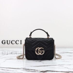 Replica Gucci  Marmont Mini Top Handle Black