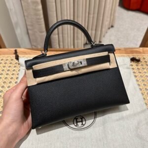 Elementor #30145 Replica Hermes Kelly Black Epsom Silver