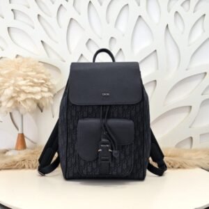 Replica Dior Saddle Backpack with Flap Black