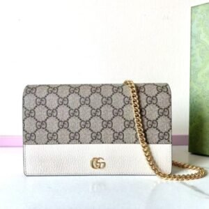 Elementor #30111 Replica Gucci GG Marmont Chain Bag White